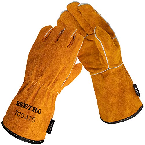 BEETRO Welding Gloves 1 Pair, Cow Leather Forge/Mig/Stick Welder Heat/Fire ...