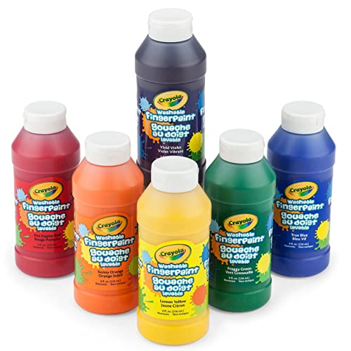 Crayola Washable Finger Paints (6 Count), Preschool & Toddler Paint ...