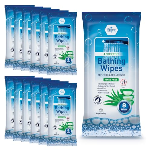 MED PRIDE Rinse Free XL Bathing Wipes [12 Packs = ...