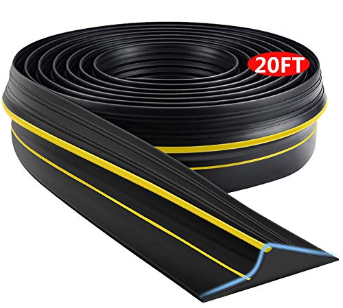Jin&Bao Universal Garage Door Threshold Seal Strip, Bottom Weather Stripping Replacement Rubber Waterproof 20 FT Length, Black