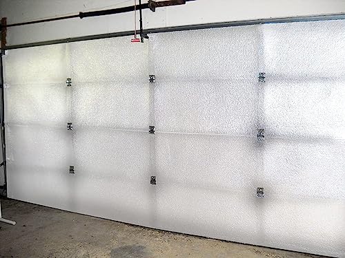 NASA TECH White Reflective Foam Core 2 Car Garage Door Insulation Kit 18FT (WIDE) x 8FT (HIGH) R Value 8.0 Made in USA New and Improved Heavy Duty Double Sided Tape (ALSO FITS 18X7)