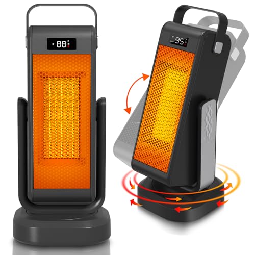 Space Heater Indoor,2024 Newest Upgraded 1500W PTC Ceramic Space Heater Large Room,2s Fast Heating,3D Oscillating,Heater for Bedroom,Office,Heat Up 400sq.ft