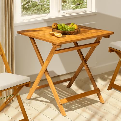Idzo FSC Acacia Wooden Folding Table, Heavy Duty 270lbs Capacity, Rustic Garden, Backyard, Porch, Patio, Easy Assembly, Large Size, Legolas - Elegant Design