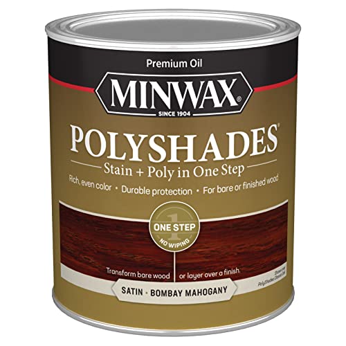 1 qt Minwax 61380 Bombay Mahogany PolyShades Wood Stain And Polyurethane Satin