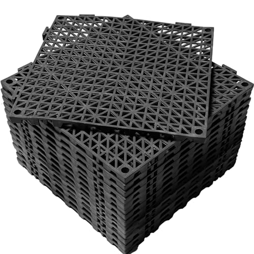 8Pack Drainage Interlocking Floor Tiles, Non-Slip Pool Deck Drain Tiles for Flooring, Soft PVC Splicing Modular Cushion Mats, Rubber Floor Tiles with Holes for Shower Basement Garage Shed