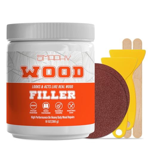 SMAPHY Wood Filler, 10 Ounce, White Wood Filler, Paintable, Stainable, Sandable. Wood Filler can quickly repair holes, cracks, chips, damage, and scorched areas of wooden furniture.
