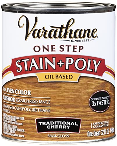 Rust-Oleum Varathane 225246H One-Step Wood Stain & Polyurethane, Quart, Traditional Cherry