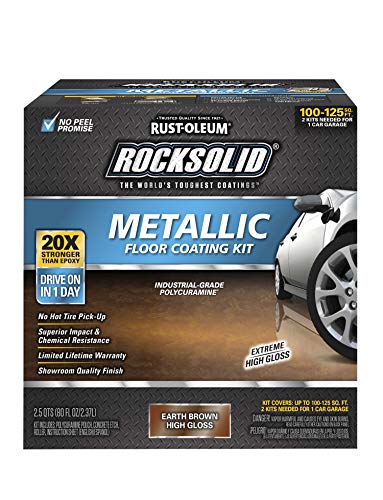 Rust-Oleum 286895 Rocksolid Metallic Garage Floor Coating, 80 Fl Oz (Pack of 1), Earth Brown
