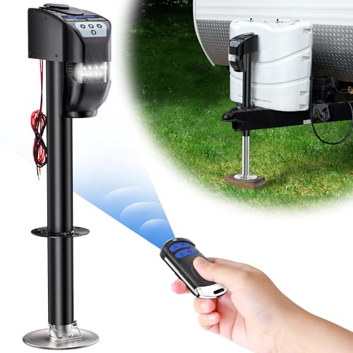RISTOW Remote Control Electric Trailer Jack 5000 lbs Power Electric Tongue Jack for Travel Trailer A-Frame Camper, Electric Trailer Tongue Jack with Waterproof Cover, 29