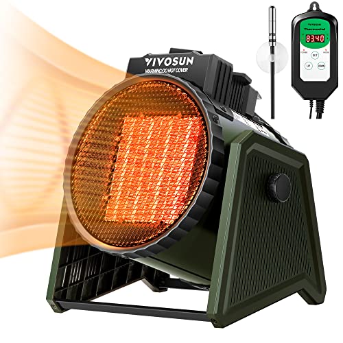 VIVOSUN 1500W Portable Greenhouse Heater with Adjustable Digital Thermostat, 1500W/750W ...
