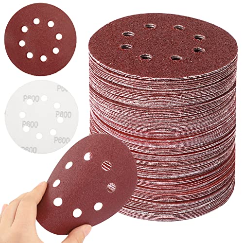 STUHAD 165pcs Orbital Sander Sandpaper Sanding Discs 5 Inch 8 Hole 40 60 80 120 180 240 320 400 600 Grit, Hook and Loop Random Orbital Sandpaper Assortment for Wood