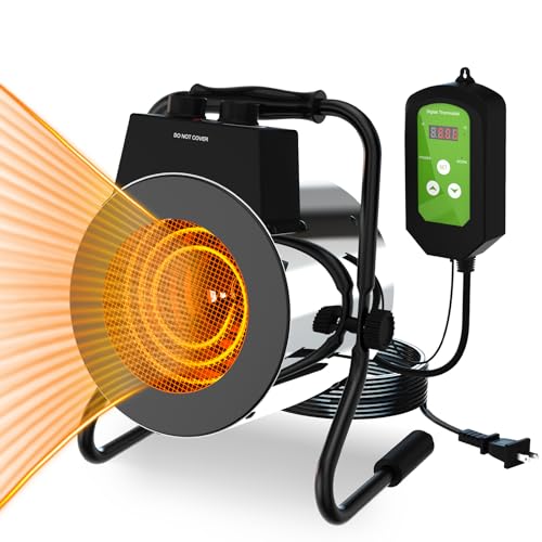 tectake Greenhouse Heater with Digital Thermostat, 1500W Outdoor Heaters for ...