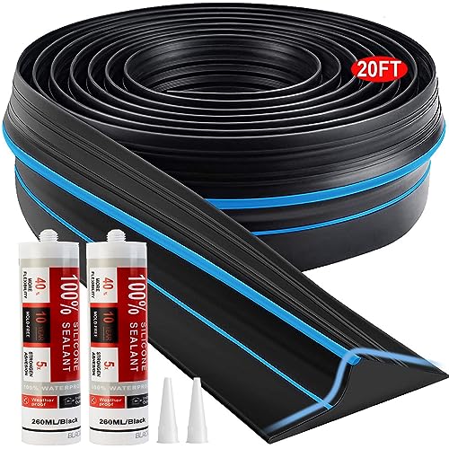 Jin&Bao Universal Garage Door Threshold Seal Strip 20FT Kit, Bottom Waterproof Rubber Weather Stripping Replacement(Blue)
