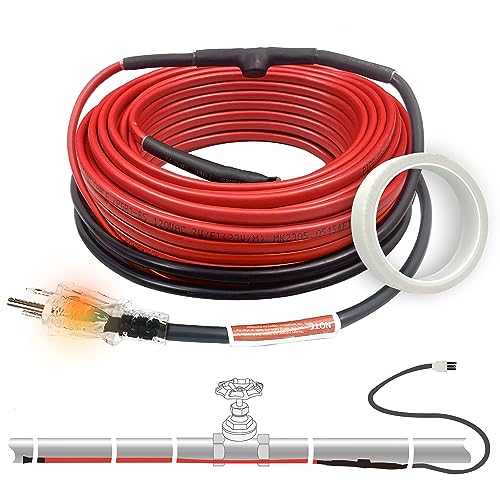 MAXKOSKO Pipe Heat Cable for Water Pipe Freeze Protection, Constant Wattage Heat Tape with Thermostat for Metal And Plastic Home Supply Pipes, Electric Pipe Heating Trace System 120V,3Feet