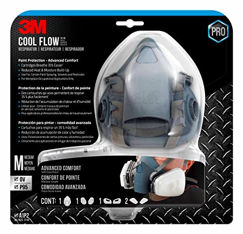3M Professional Paint Respirator, Recommended For Spray Painting And Jobs With Solvents, Long Lasting Comfort, Medium, N95, 7512PA1-A