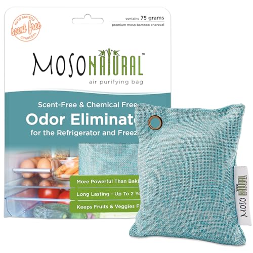 Moso Natural Refrigerator Deodorizer. Long-Lasting Bamboo Charcoal Fridge Odor Absorber and Freezer Odor Eliminator. Air Purifying Bag to Eliminate Refrigerator Odor