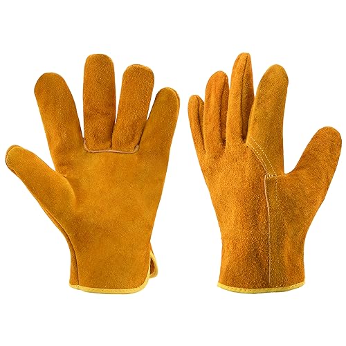 Luckyweld Welding Gloves,Heat/Fire Resistant Leather Forge Mig Welding Gloves for ...
