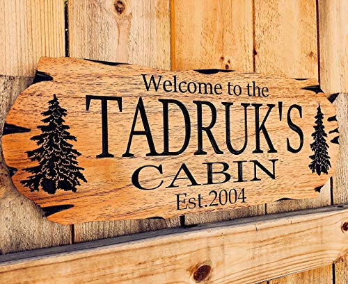 Personalized Cabin Sign Outdoor Wood Sign Welcome Sign Rustic Decor Custom Wood Sign